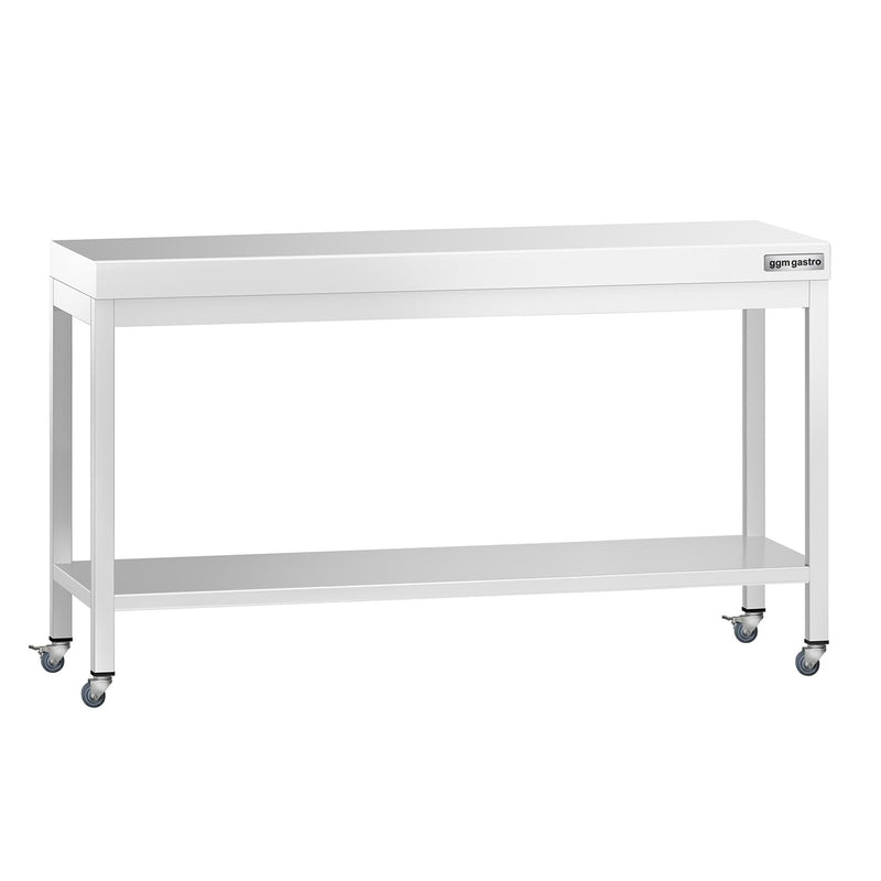 Stół roboczy ze stali nierdzewnej PREMIUM – 1600 x 800 mm – z półką dolną i kółkami