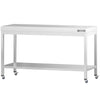 Stół roboczy ze stali nierdzewnej PREMIUM – 1600 x 700 mm – z półką dolną i kółkami
