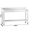 Stół roboczy ze stali nierdzewnej PREMIUM – 1600 x 600 mm – z półką dolną, nadstawką i kółkami
