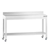 Stół roboczy ze stali nierdzewnej PREMIUM – 1600 x 800 mm – z półką dolną, nadstawką i kółkami
