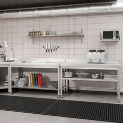 Stół roboczy ze stali nierdzewnej PREMIUM – 1500 x 800 mm – z półką dolną, nadstawką i kółkami