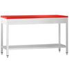 Commercial Stainless Steel Centre Table PREMIUM - 1600x700mm - with Undershelf - with Cross Bracing - with Red Chopping Board