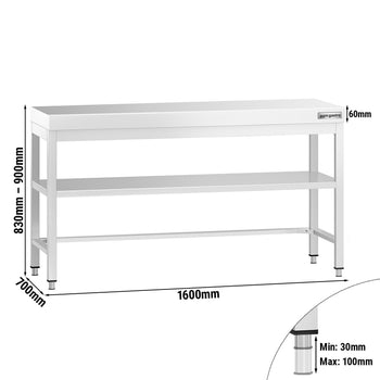 Stół roboczy ze stali nierdzewnej PREMIUM - 1600x700 mm - z dolną półką & rozpórką - Prime Gastro
