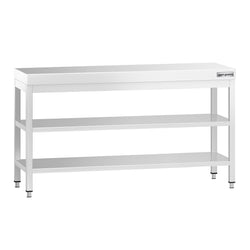 Stół roboczy ze stali nierdzewnej PREMIUM - 1600x700 mm - z półką dolną i półką pośrednią