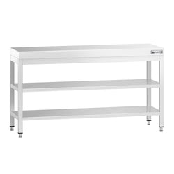 Work table PREMIUM – stainless steel – 1600 x 600 mm – with undershelf and intermediate shelf