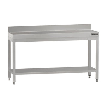 Stół roboczy ze stali nierdzewnej ECO - 1600x700 mm - z półką dolną i panelem tylnym - Prime Gastro