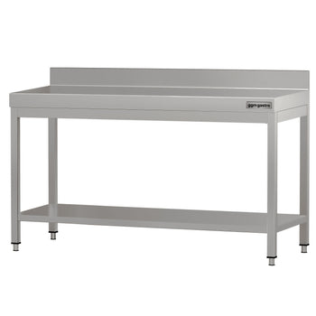 Stół roboczy ze stali nierdzewnej ECO - 1600x600 mm - z półką dolną i panelem tylnym - Prime Gastro