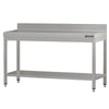 Commercial Stainless Steel Table with Upstand ECO - 1600x700mm - with Undershelf - with Rear Upstand
