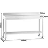 Stół roboczy ze stali nierdzewnej PREMIUM – 1600 x 700 mm – z półką dolną, nadstawką i kółkami
