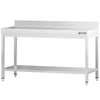 Commercial Stainless Steel Table with Upstand PREMIUM - 1600x800mm - with Undershelf - with Rear Upstand