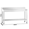 Stół roboczy ze stali nierdzewnej PREMIUM – 1600 x 800 mm – z półką dolną, nadstawką i kółkami