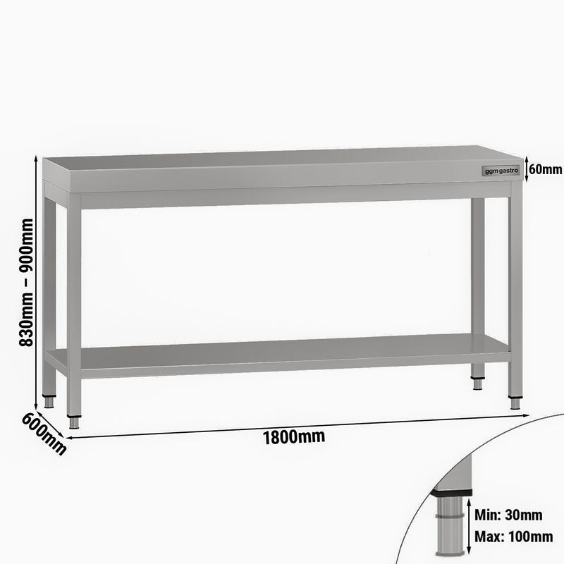Commercial Stainless Steel Centre Table ECO - 1800x600mm - with Undershelf