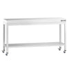 Stół roboczy ze stali nierdzewnej PREMIUM – 1800 x 800 mm – z półką dolną i kółkami