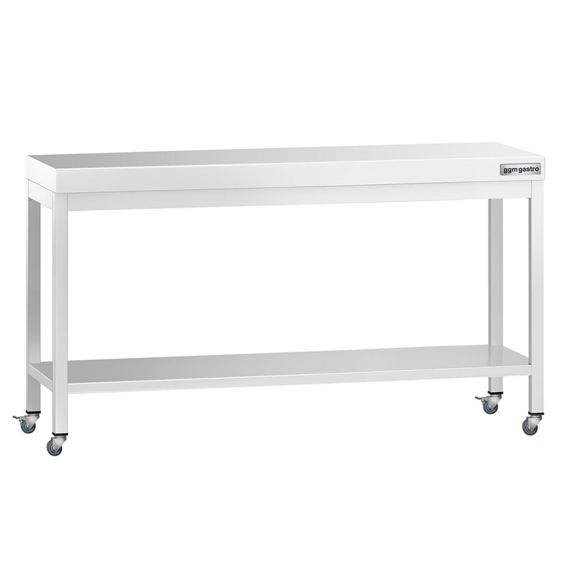 Stół roboczy ze stali nierdzewnej PREMIUM – 1800 x 600 mm – z półką dolną i kółkami