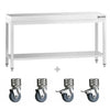 Stół roboczy ze stali nierdzewnej PREMIUM – 1800 x 800 mm – z półką dolną i kółkami