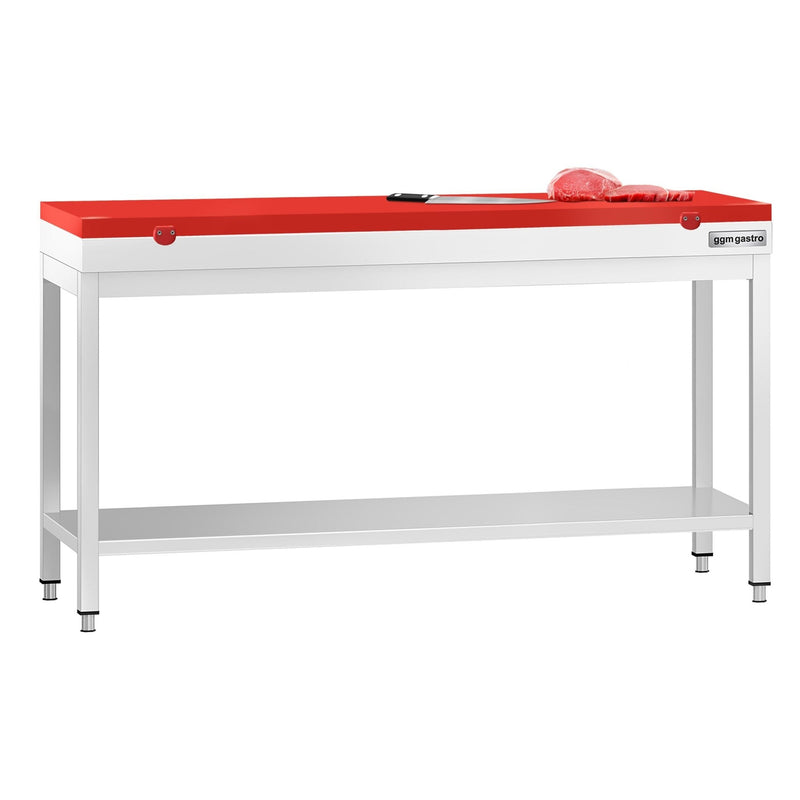 Stół roboczy ze stali nierdzewnej PREMIUM - 1800 x 600 mm - z podstawą - wraz z deską do krojenia