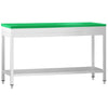 Stół roboczy centralny ze stali nierdzewnej PREMIUM - 1800x600mm - z półką & wzmocniony - z deską do krojenia Zielony