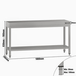 Stół roboczy ze stali nierdzewnej ECO - 1800 x 700 mm - z podstawą
