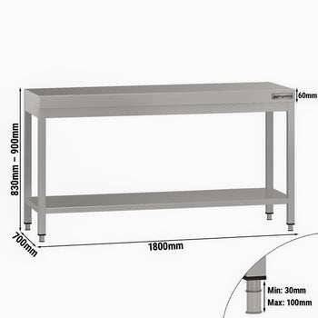Stół roboczy ze stali nierdzewnej ECO - 1800 x 700 mm - z podstawą - Prime Gastro
