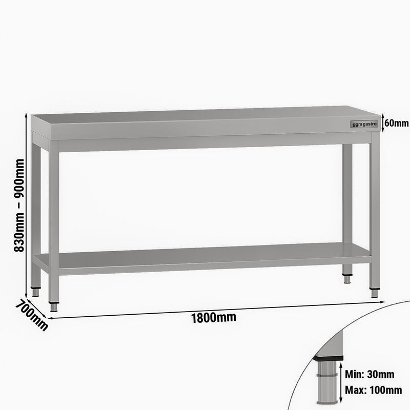 Commercial Stainless Steel Centre Table ECO - 1800x700mm - with Undershelf