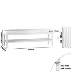 Stół podblatowy ze stali nierdzewnej 1800 x 700 mm – z podstawą