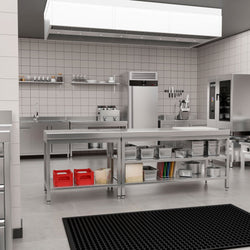Stół roboczy centralny ze stali nierdzewnej PREMIUM - 700x600mm - z półką & wzmocniony