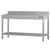 Commercial Stainless Steel Table with Upstand ECO - 1800x700mm - with Undershelf - with Rear Upstand