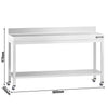 Stół roboczy ze stali nierdzewnej PREMIUM – 1800 x 700 mm – z półką dolną, nadstawką i kółkami