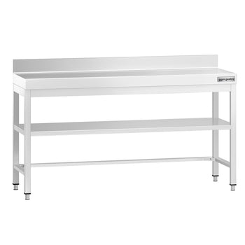 Stół roboczy ze stali nierdzewnej PREMIUM - 1800x600 mm - z półką dolną, panelem tylnym & rozpórką - Prime Gastro