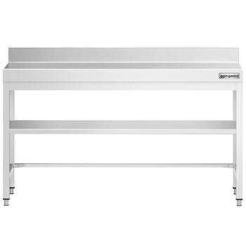 Stół roboczy ze stali nierdzewnej PREMIUM - 1800x600 mm - z półką dolną, panelem tylnym & rozpórką - Prime Gastro
