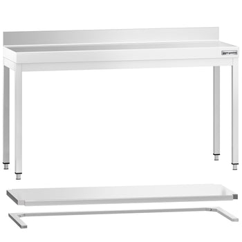 Stół roboczy ze stali nierdzewnej PREMIUM - 1800x700 mm - z dolną półką, panelem tylnym & rozpórką - Prime Gastro