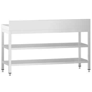 Stół roboczy ze stali nierdzewnej PREMIUM - 1800x800 mm - z półką dolną, panelem tylnym i półką pośrednią - Prime Gastro