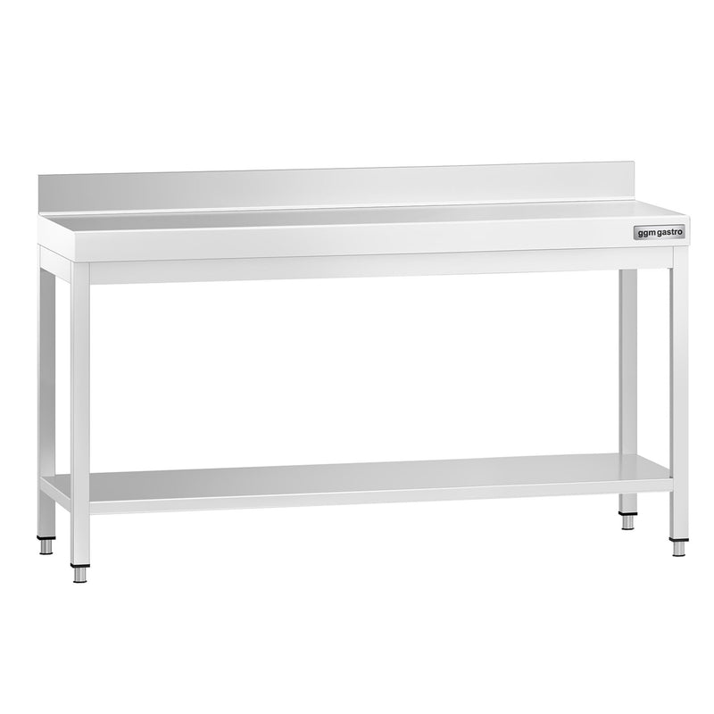 Stół roboczy ze stali nierdzewnej PREMIUM - 1800x600mm - z półką dolną i panelem tylnym