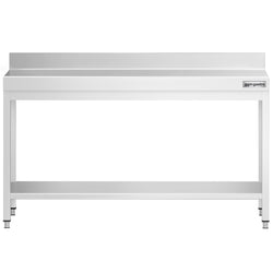 Stół roboczy ze stali nierdzewnej PREMIUM - 1800x600mm - z półką dolną i panelem tylnym