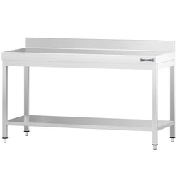 Stół roboczy ze stali nierdzewnej PREMIUM - 1800x600mm - z półką dolną i panelem tylnym