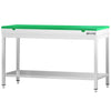 Commercial Stainless Steel Centre Table PREMIUM - 1500x700mm - with Undershelf - with Green Chopping Board