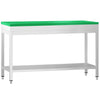 Commercial Stainless Steel Centre Table PREMIUM - 1500x700mm - with Undershelf - with Green Chopping Board