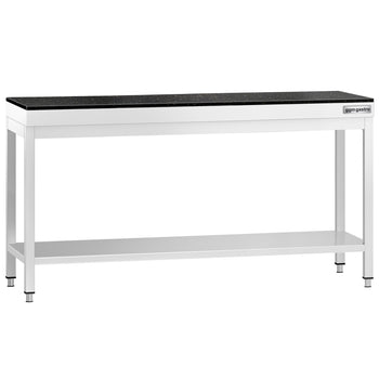 Stół roboczy centralny ze stali nierdzewnej PREMIUM - 2000x600mm - z półką - z blatem granitowym