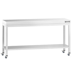 Stół roboczy ze stali nierdzewnej PREMIUM – 2000 x 700 mm – z półką dolną i kółkami