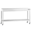 Stół roboczy ze stali nierdzewnej PREMIUM – 2000 x 800 mm – z półką dolną i kółkami