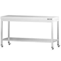 Stół roboczy ze stali nierdzewnej PREMIUM – 2000 x 700 mm – z półką dolną i kółkami