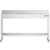 Stół roboczy PREMIUM – stal nierdzewna – 2000 x 800 mm – z półką dolną, rantem i kółkami