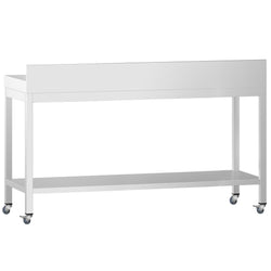 Edelstahl Arbeitstisch PREMIUM - 2000x800mm - mit Grundboden, Aufkantung & Rollen