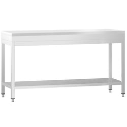 Stół roboczy ze stali nierdzewnej PREMIUM – 2000 x 700 mm – z podstawą – wraz z białą deską do krojenia