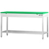 Commercial Stainless Steel Centre Table PREMIUM - 2000x700mm - with Undershelf - with 2 Undershelves - with Green Chopping Board