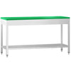 Commercial Stainless Steel Centre Table PREMIUM - 2000x700mm - with Undershelf - with 2 Undershelves - with Green Chopping Board