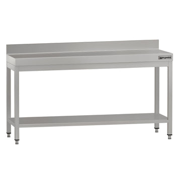 Stół roboczy ze stali nierdzewnej ECO - 2000x700 mm - z półką dolną i panelem tylnym - Prime Gastro