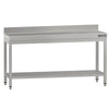 Commercial Stainless Steel Table with Upstand ECO - 2000x600mm - with Undershelf - with Rear Upstand - with Cross Bracing
