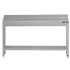 Commercial Stainless Steel Table with Upstand ECO - 2000x600mm - with Undershelf - with Rear Upstand - with Cross Bracing