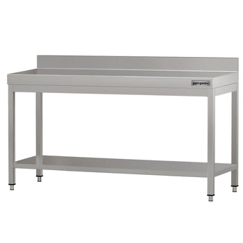 Stół roboczy ze stali nierdzewnej ECO - 2000x700 mm - z półką dolną i panelem tylnym - Prime Gastro
